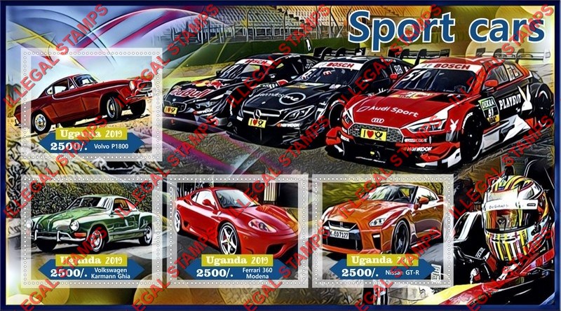 Uganda 2019 Sport Cars Illegal Stamp Souvenir Sheet of 4
