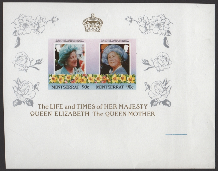 The 90c IMPERFORATE Montserrat 85th Birthday Single Souvenir Sheet from a Composite Press Sheet