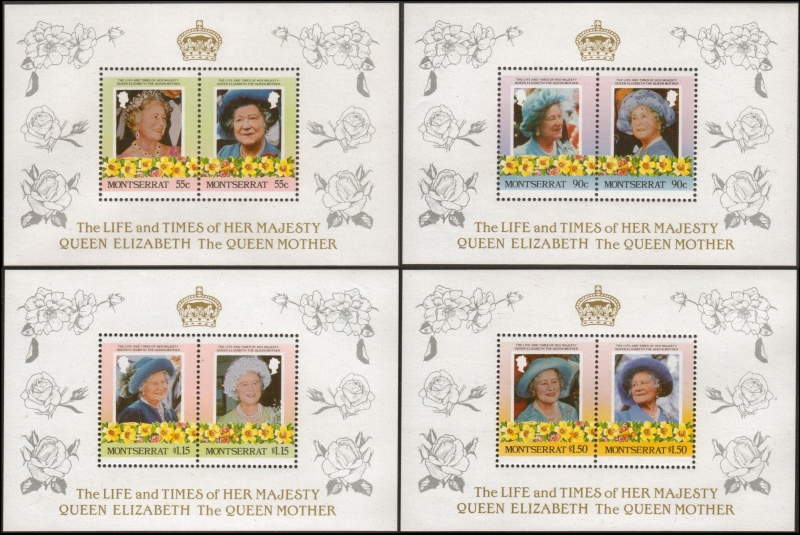 Montserrat 1985 85th Birthday of Queen Elizabeth the Queen Mother Omnibus Series Unissued Souvenir Sheet Set