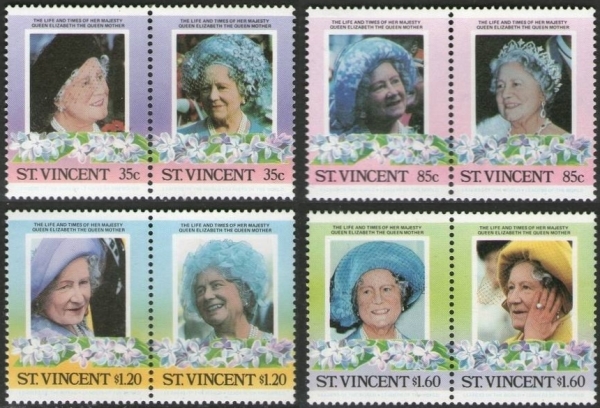 Saint Vincent 1985 85th Birthday of Queen Elizabeth the Queen Mother Omnibus Series Stamps
