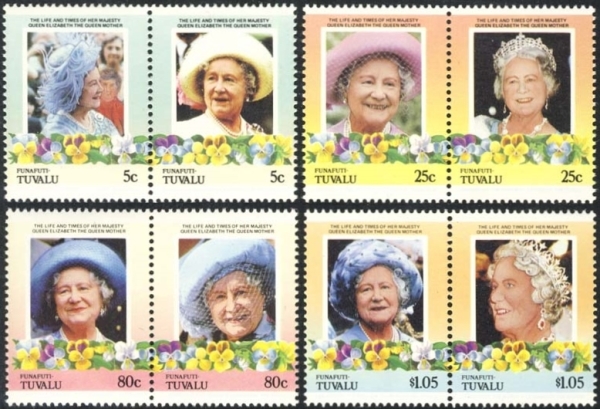 Funafuti 1985 85th Birthday of Queen Elizabeth the Queen Mother Omnibus Series Stamps