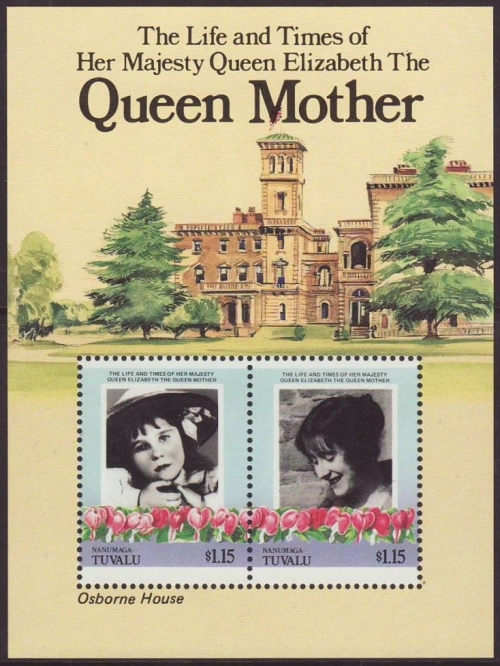 Nanumaga 1985 85th Birthday of Queen Elizabeth the Queen Mother Omnibus Series Souvenir Sheet