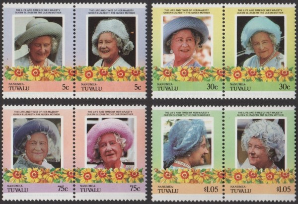 Nanumea 1985 85th Birthday of Queen Elizabeth the Queen Mother Omnibus Series Stamps