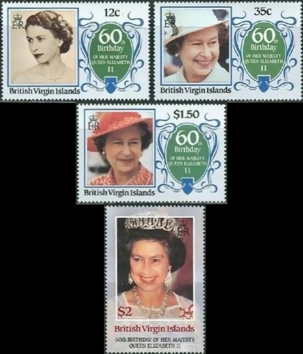 British Virgin Islands 1986 60th Birthday of Queen Elizabeth II Omnibus Series Stamps