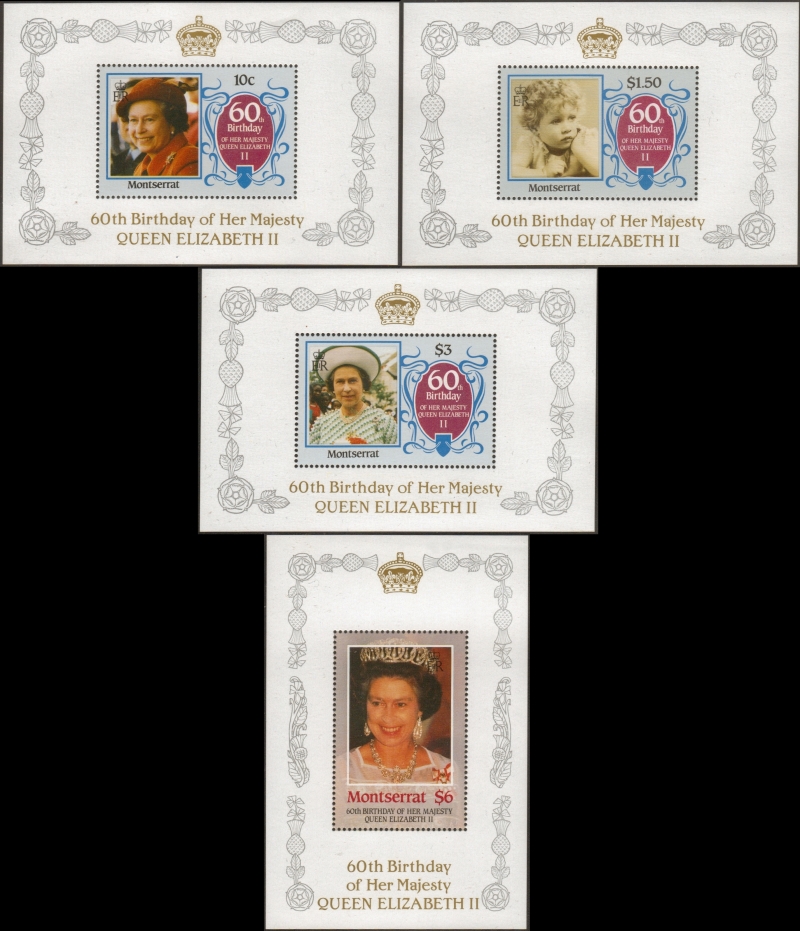 Montserrat 1986 60th Birthday of Queen Elizabeth II Omnibus Series Unissued Souvenir Sheet Set