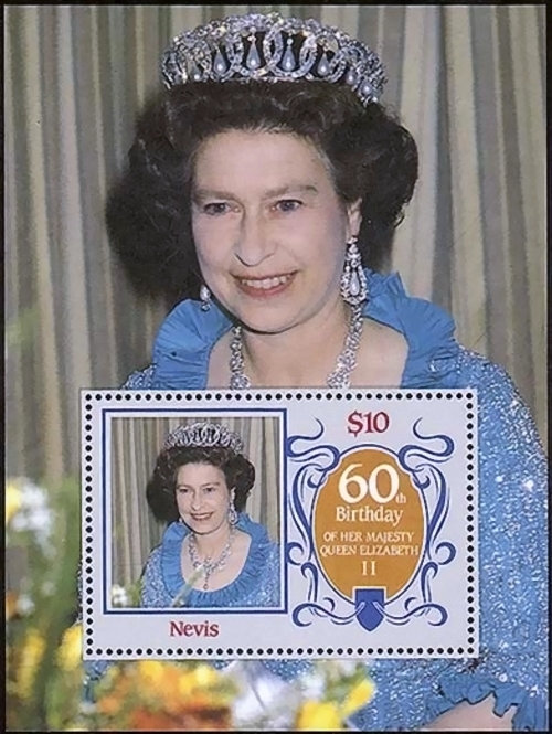 Nevis 1986 60th Birthday of Queen Elizabeth II Omnibus Series Souvenir Sheet
