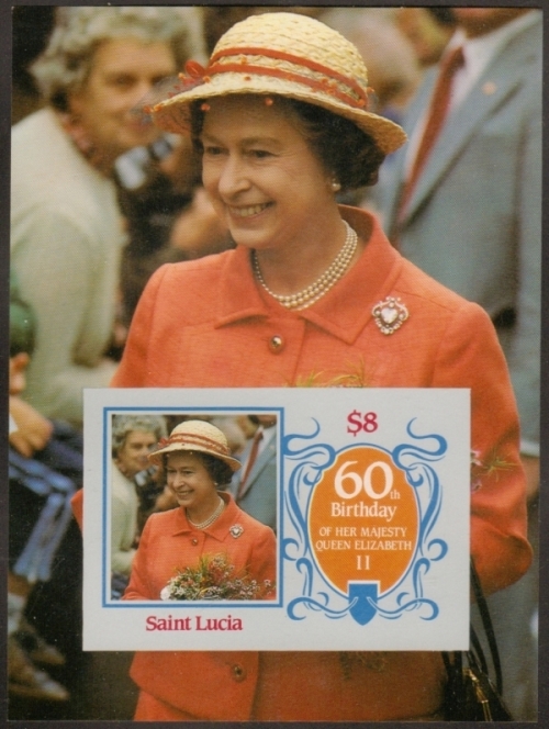 Saint Lucia 1986 60th Birthday of Queen Elizabeth II Omnibus Series Imperforate Souvenir Sheet