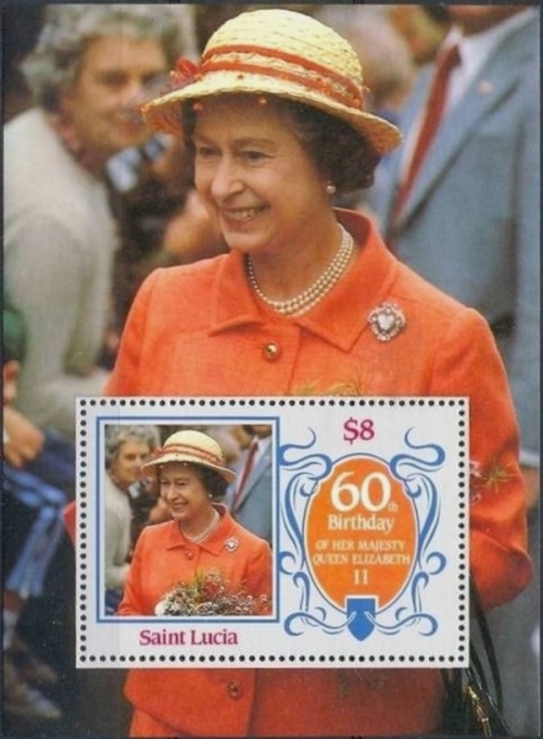 Saint Lucia 1986 60th Birthday of Queen Elizabeth II Omnibus Series Souvenir Sheet