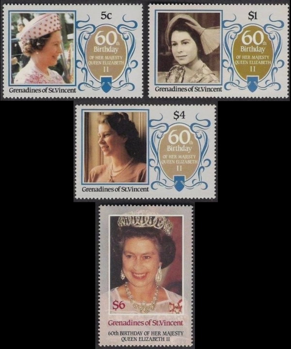 Saint Vincent Grenadines 1986 60th Birthday of Queen Elizabeth II Omnibus Series Stamps