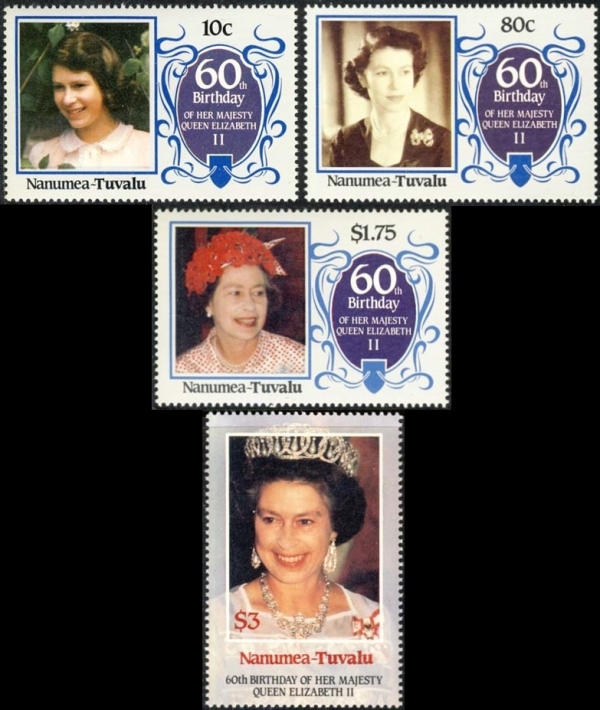Nanumea 1986 60th Birthday of Queen Elizabeth II Omnibus Series Stamps