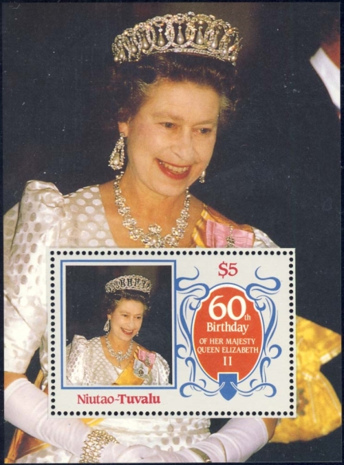 Niutao 1986 60th Birthday of Queen Elizabeth II Omnibus Series Souvenir Sheet