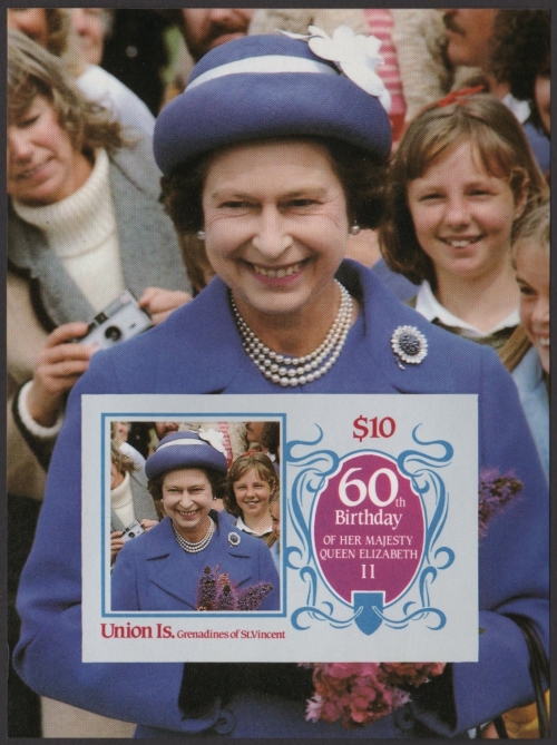 Saint Vincent Union Island 1986 60th Birthday of Queen Elizabeth II Omnibus Series Imperforate Souvenir Sheet