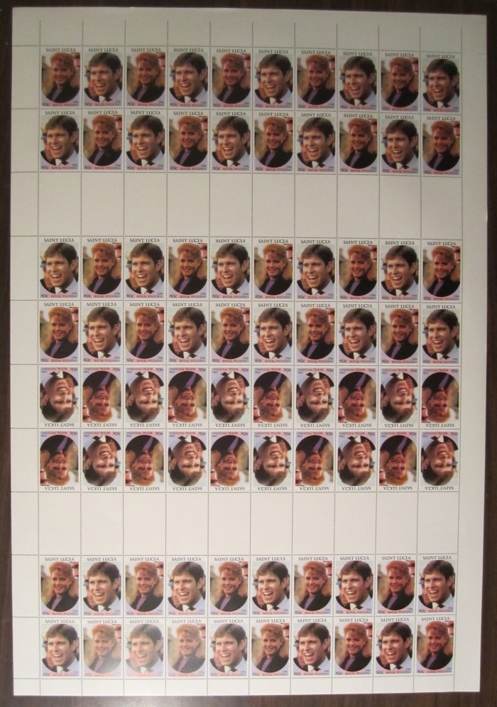 1986 Royal Wedding Uncut Press Sheet of 80 Stamps