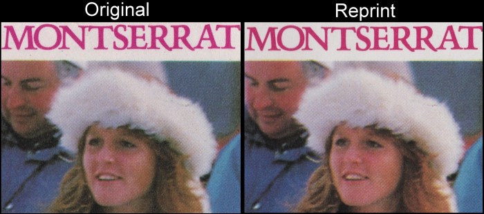 Montserrat 1986 Royal Wedding Scott 616b Color Comparison