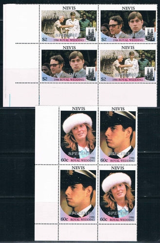 Nevis 1986 Royal Wedding Perforated Large SPECIMEN Overprinted Stamps