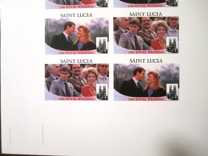 Saint Lucia 1986 Royal Wedding $2 Missing Value Error Imperforate Proofs