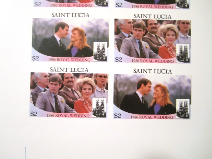 Saint Lucia 1986 Royal Wedding $2 Imperforate Proofs