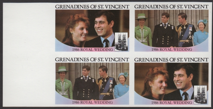 Saint Vincent Grenadines 1986 Royal Wedding $2 Missing Value Error Imperforate Proofs