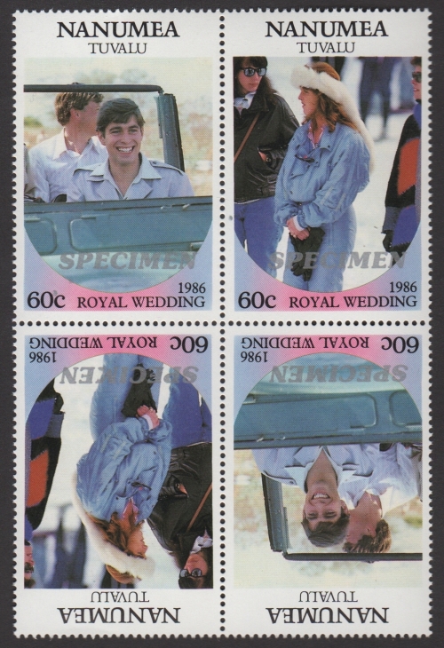 Nanumea 1986 Royal Wedding 60c Perforated Large SPECIMEN Overprinted Stamps