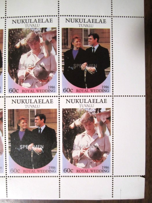Nukulaelae 1986 Royal Wedding 60c Perforated Small SPECIMEN Overprinted Stamps