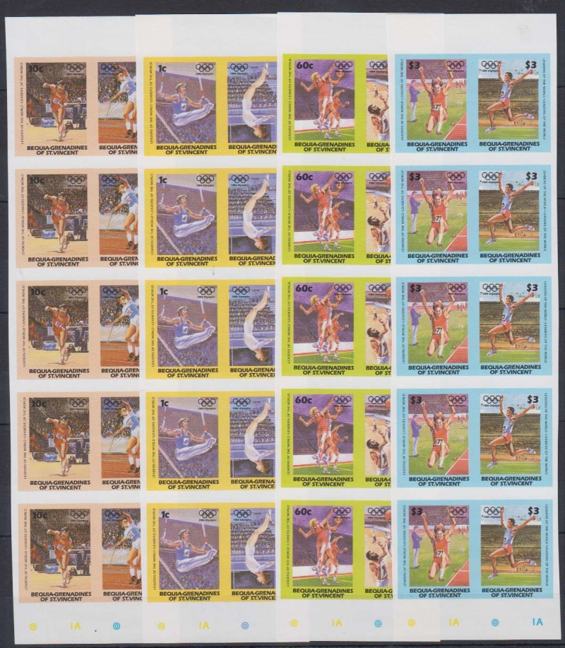 Saint Vincent Bequia 1984 Leaders of the World Summer Olympic Games Imperforate Forgery Set sold on eBay