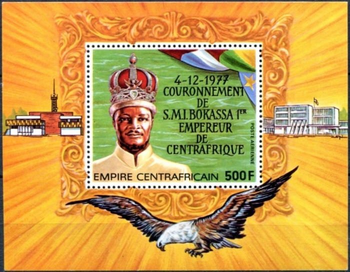 Central Africa 1977 Coronation of Emperor Bokassa I Souvenir Sheet