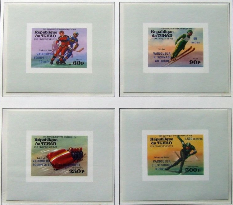 1976 12th Winter Olympic Games Winners (Innsbruck) Green Deluxe Sheet Stamp Set