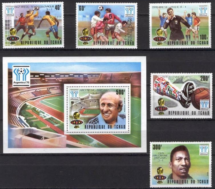 1978 World Cup Soccer Championship Winners Silver Overprinted Stamp Set