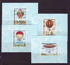 Comoro Islands 1983 Bicentenary of Manned Flight Deluxe Sheetlet Set with Light Blue Decorative Background