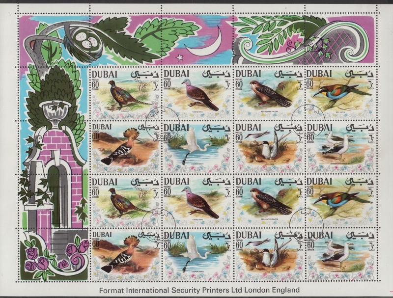 1968 Arabian Gulf Birds Stamp Sheet