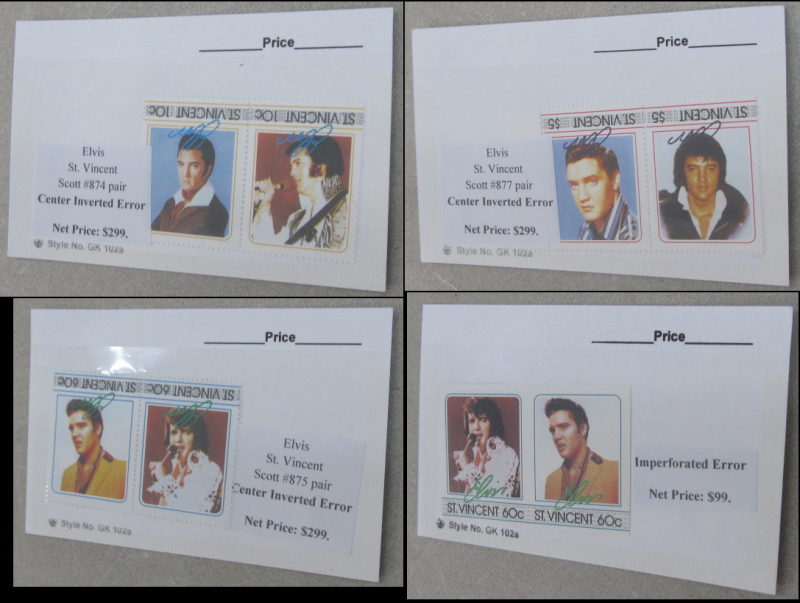 The Forged Unauthorized Reprint Elvis Presley Error Stamps sold at overinflated Rip-off Prices