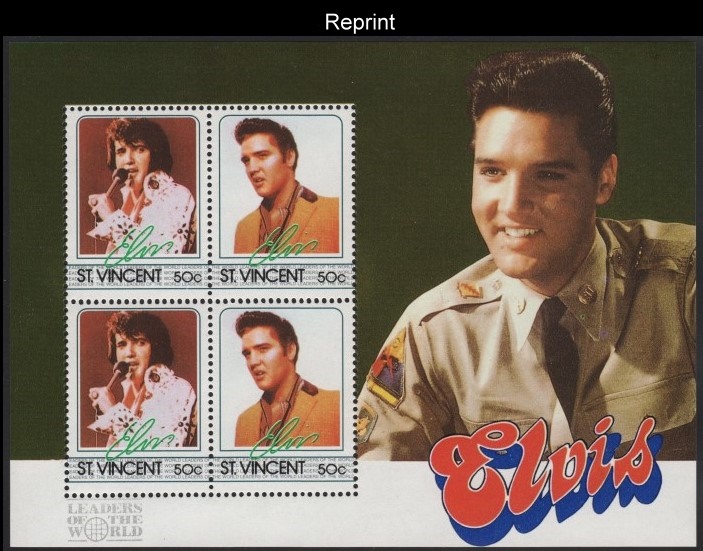 The Forged Unauthorized Reprint Elvis Presley Scott 879 Souvenir Sheet