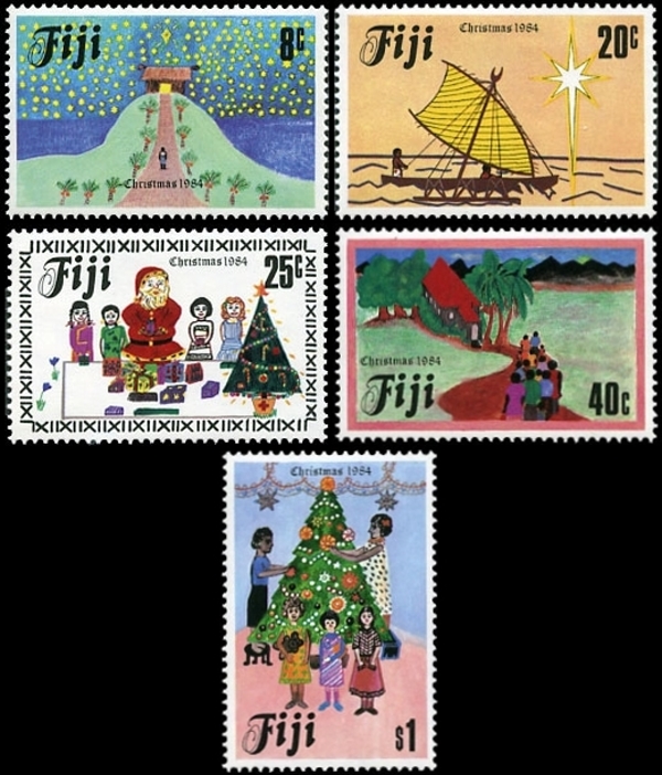 1984 Christmas, Children's Paintings Stamps