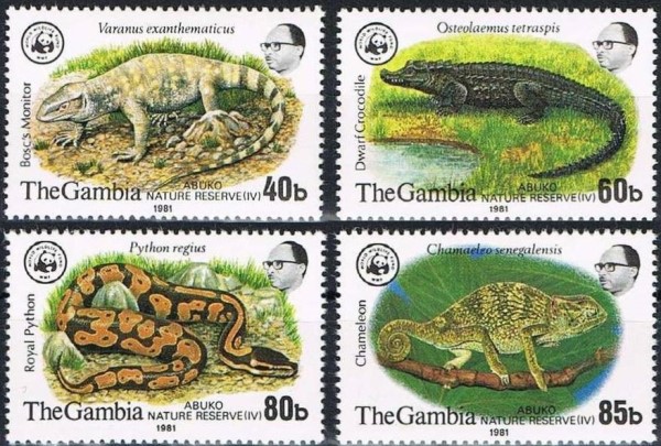 1981 Abuko Nature Reserve (4th issue) Reptiles Stamps