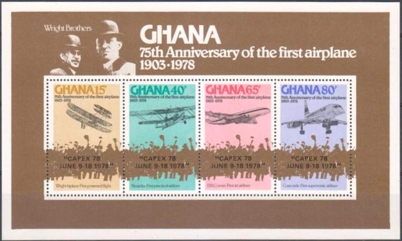 1978 75th Anniversary of First Powered Flight Overprinted for CAPEX Souvenir Sheet