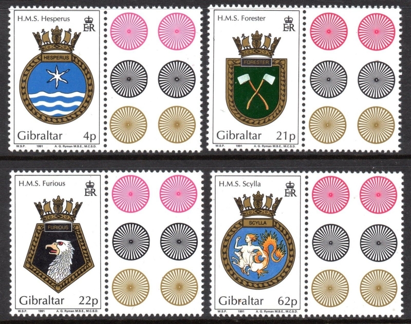 Gibraltar 1991 Naval Crests (10th Series) Stamps