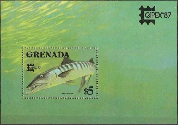 1987 CAPEX '87 International Stamp Exhibition Barracuda $5.00 Souvenir Sheet