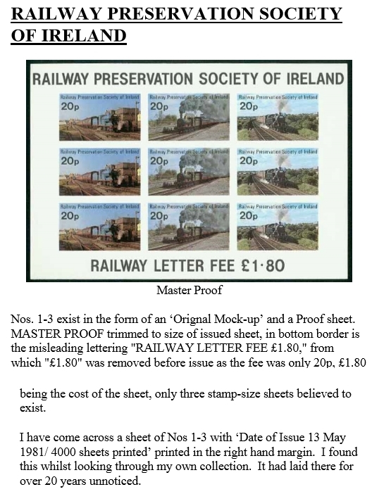 Railway Philatelist Group Documentation of the 1981 Ireland Letter Fee Sheetlet