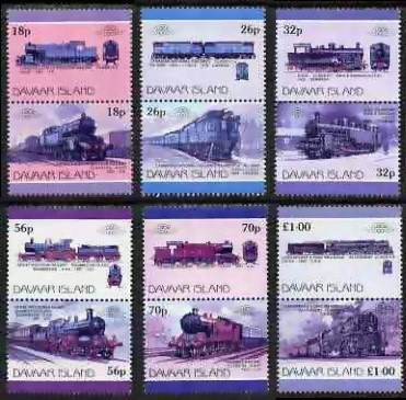1983 Davaar Island Leaders of the World, Locomotives (1st series) Missing Yellow Error Stamps