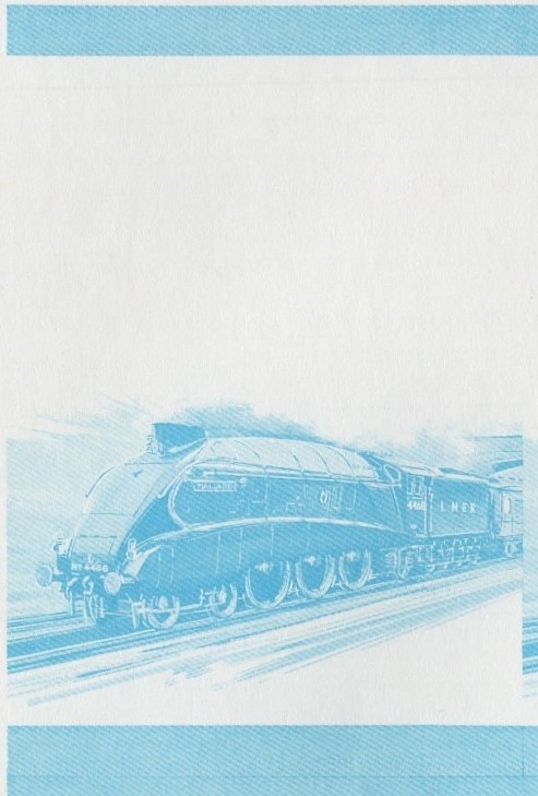 Nevis Locomotives (1st series) $1.00 Mallard Blue Stage Progressive Color Proof Pair