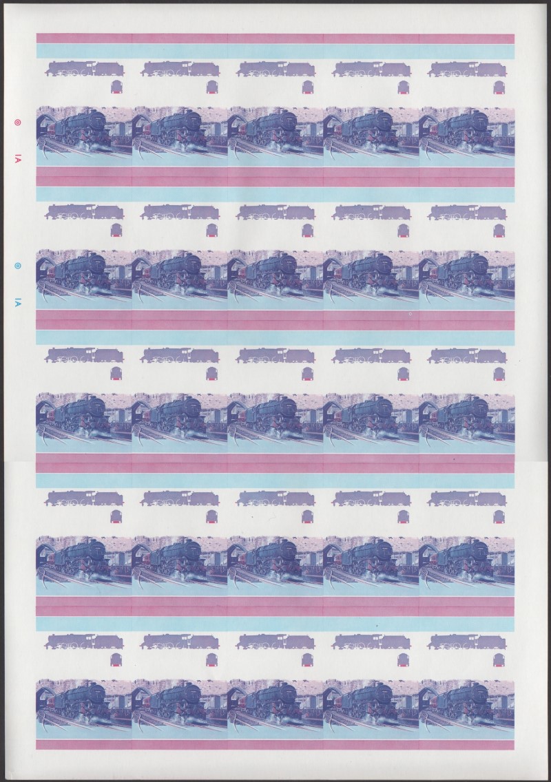 Nevis Locomotives (1st series) $1.00 Stanier Blue-Red Stage Progressive Color Proof Pane