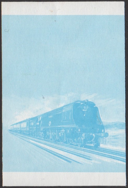 Nevis 1st Series $1.00 1946 Winston Churchill Battle of Britain Class 4-6-2 Locomotive Stamp Blue Stage Color Proof