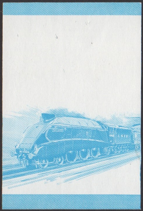 Nevis 1st Series $1.00 1938 Mallard A4 Class 4-6-2 Locomotive Stamp Blue Stage Color Proof