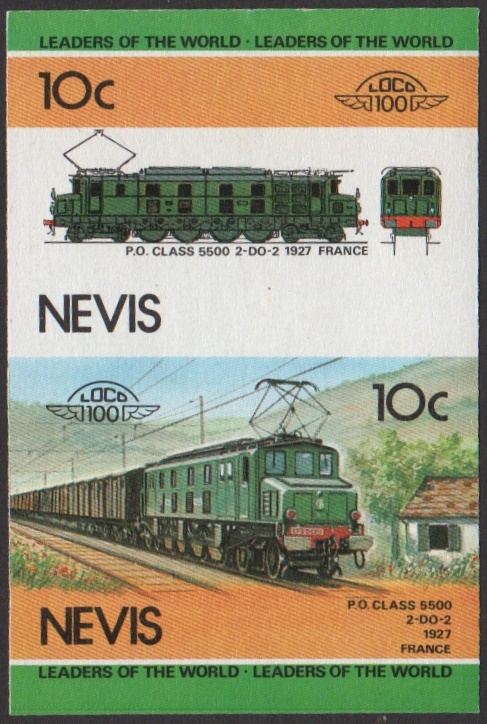 Nevis 2nd Series 10c 1927 P.O. Class 5500 2-Do-2 Locomotive Stamp Final Stage Color Proof
