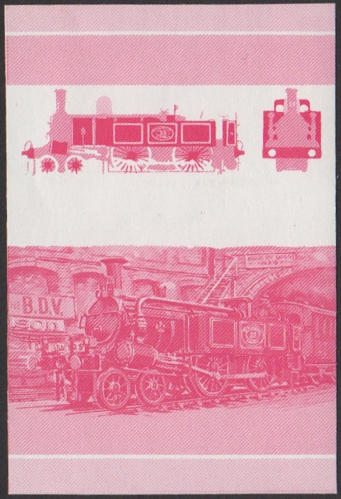Nevis 3rd Series $2.00 1866 No. 23 Class A 4-4-0T Locomotive Stamp Red Stage Color Proof