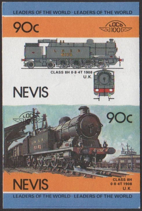 Nevis 3rd Series 90c 1908 Class 8H 0-8-4T locomotive Stamp Final Stage Color Proof