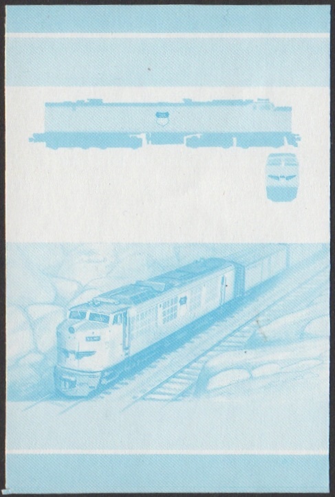 Nevis 5th Series $1.50 1953 U.P. Bo-Bo-Bo-Bo Gas Turbine Locomotive Stamp Blue Stage Color Proof