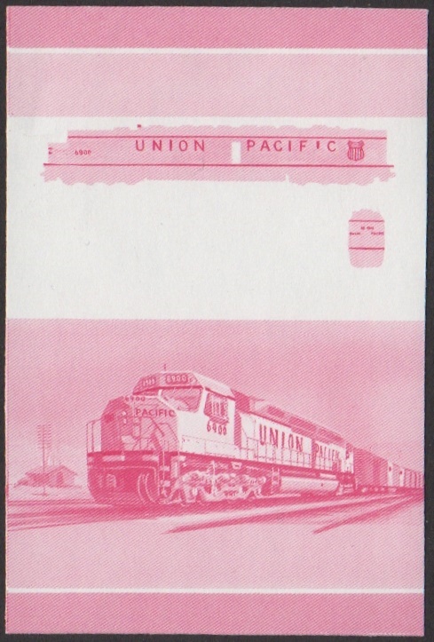 Nevis 6th Series $1.50 1969 U.P. 'Centennial' Class DD40AX Do-Do Locomotive Stamp Red Stage Color Proof