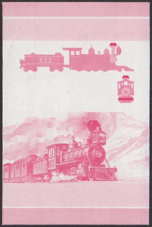 Nevis 6th Series $3.00 1882 D&RGR Class C-16 2-8-0 Locomotive Stamp Red Stage Color Proof