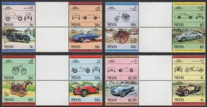 1984 Nevis Leaders of the World, Locomotives (1st series) Vertical Gutter Pairs